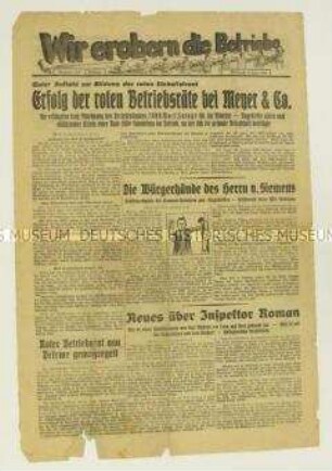 Beilage einer kommunistischen Tageszeitung zu den Betriebsratswahlen