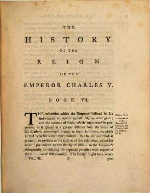 The history of the reign of the Emperor Charles V. : with a view of the progress of society in Europe, from the subversion of the Roman Empire, to the beginning of the sixteenth century ; in three volumes, 3