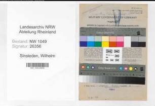 Entnazifizierung Wilhelm Sinsteden , geb. 08.03.1900 (Lokfuehrer)