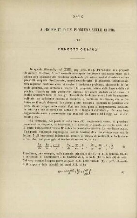 A proposito d'un problema sulle eliche.