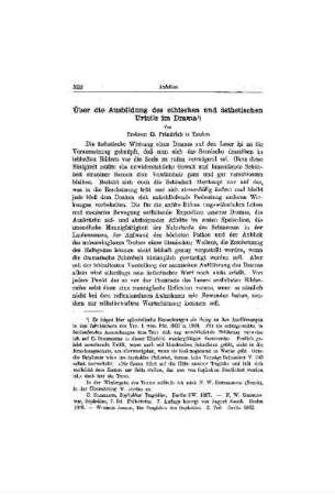 Über die Ausbildung des ethischen und ästhetischen Urteils im Drama
