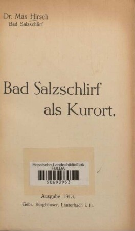 Bad Salzschlirf als Kurort