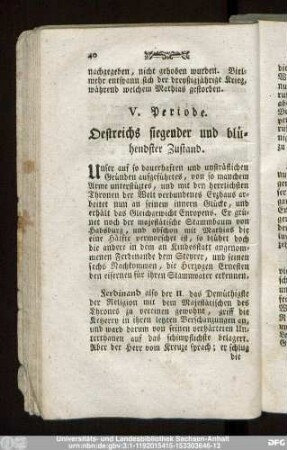 V. Periode. Oestreichs siegender und blühendster Zustand.