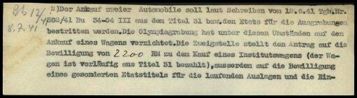 W. Wrede an DAI Zentrale