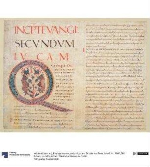 Initiale Q(uoniam), Evangelium secundum Lucam, Schule von Tours