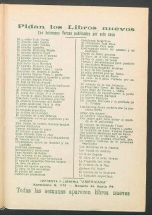 [Publicidad de la Imprenta y Librería "Americana"]