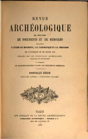 Revue archéologique. 20 = A. 10. 1869