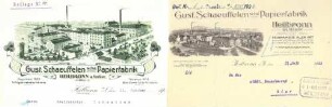 Briefbogen der Papierfabrik Gustav Schaeuffelen mit Firmenansicht