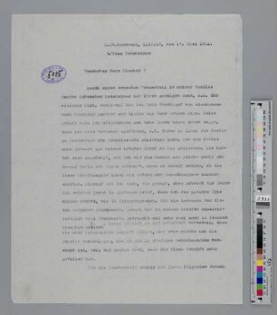 Brief an Samuel Fischer