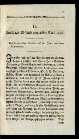 LI. Landtags-Abschied vom 26ten April 1606.