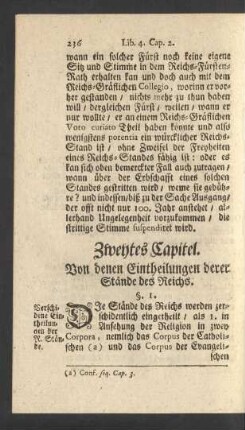 Zweytes Capitel. Von denen Eintheilungen derer Stände des Reichs