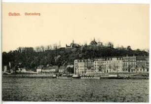 Meißen. Martinsberg - Elbe mit Dampfer Pirna