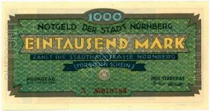 Geldschein / Notgeld, 1.000 Mark, 2.10.1922