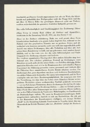 Die volle Selbständigkeit und Unabhängigkeit der Zeichnung: Dürer