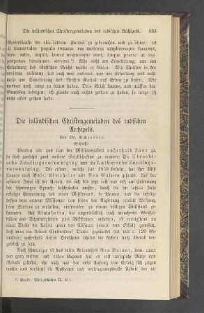 Die inländischen Christengemeinden des indischen Archipels (Schluß)