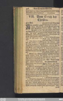 VIII. Vom Creutz der Christen.