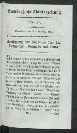 Nro. 40. Sonnabend, den 6ten October, 1792