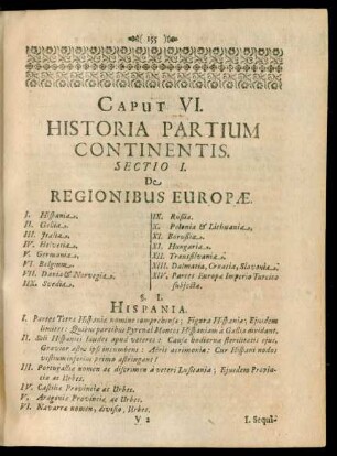 Caput VI. Historia Partium Continentis.