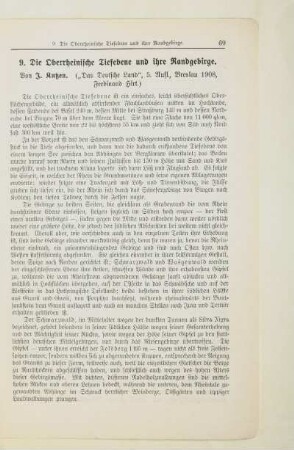 Die Oberrheinische Tiefebene und ihre Randgebirge