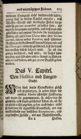 Das V. Capitel. Von Hectica und Lungen-Sucht.