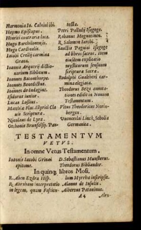 Testamentum Vetus.