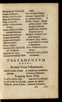 Testamentum Vetus.