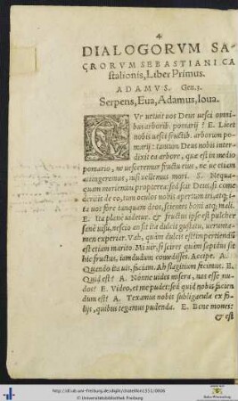 Dialogorum sacrorum Sebastiani Castalionis, Liber primus
