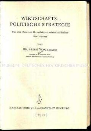 Zeitgenössische Veröffentlichung über die Wirtschaftspolitik im Dritten Reich