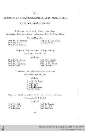 VII. Diplom-Prüfungen