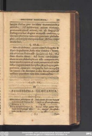 Cap. IV. de Philosophia Graecaniaca.