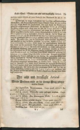 Der acht und dreyssigste Articul Welche Personen nicht an die strenge Frag geleget werden können.