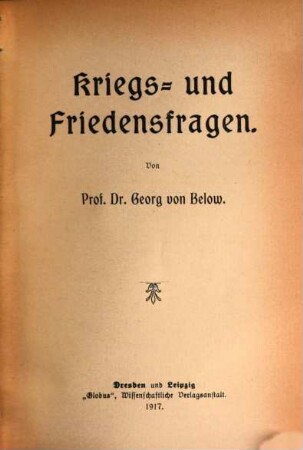 Kriegs- und Friedensfragen