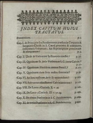 Index Capitum Huius Tractatus.