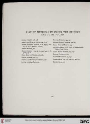 List of museums in which the objects are to be found