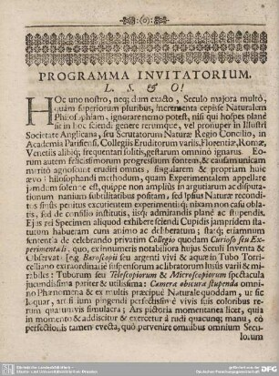 PROGRAMMA INVITATORIUM.
