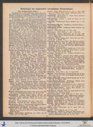 Genealogie der regierenden europäischen Fürstenhäuser.
