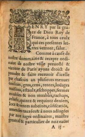 Edict du roy touchant la recepte des menues censives