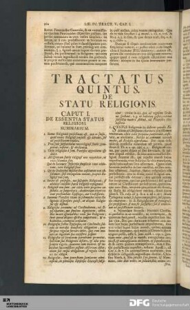 Tractatus Quintus. De Statu Religionis.