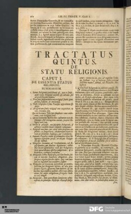 Tractatus Quintus. De Statu Religionis.