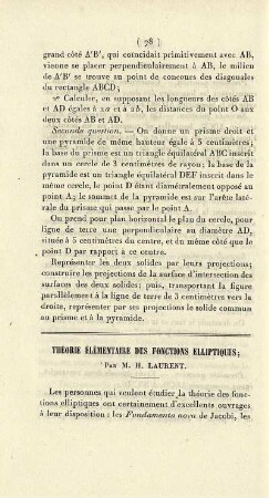 Théorie élémentaire des fonctions elliptiques.