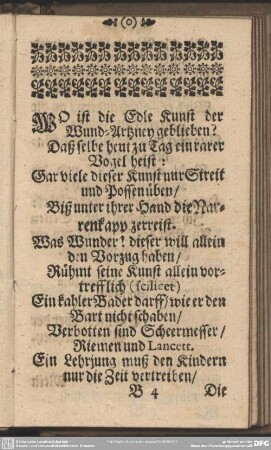 Wo ist die Edle Kunst der Wund-Artzney geblieben?