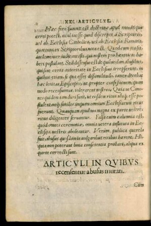 Articuli In Quibus recensentur abusus mutati.