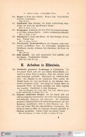 E. Arbeiten in Elfenbein (Nr. 326 - 355)