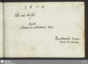 Bl. 19r: Bernhard Senior Dux Saxoniae. o.O., 1658.