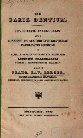 De carie dentium : Diss. inaug.