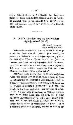 4. Jahn's "Bereicherung des hochdeutschen Sprachschatzes (1806)