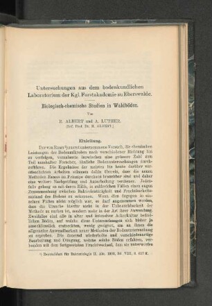 Biologisch-chemisch Studien in Waldböden.