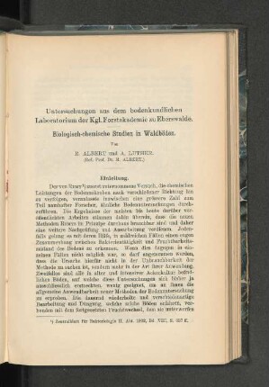 Biologisch-chemisch Studien in Waldböden.