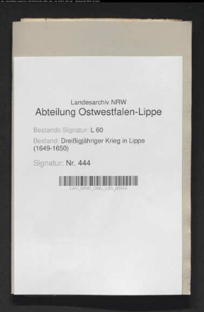 Verpflegung der einquartierten kaiserlichen Truppen in der Grafschaft Lippe
