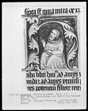 Lateinische Bibel — Initiale N mit Baruch, Folio 184recto